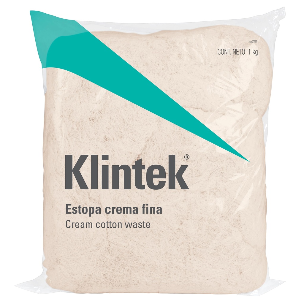 [T57001] Bolsa de 1 kg de estopa color crema, Klintek