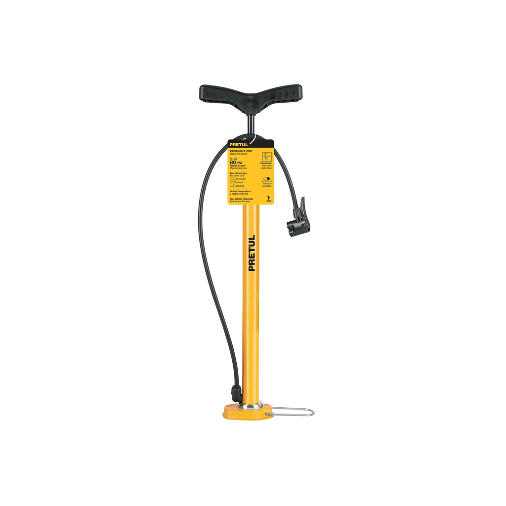 [T21690] Bomba manual para inflar, 80 PSI, Pretul