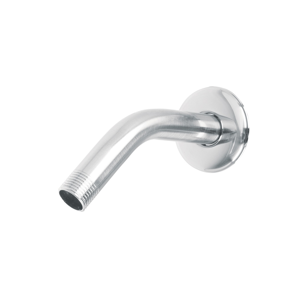 Brazo de acero cromado y chapetón de acero inox p/regadera