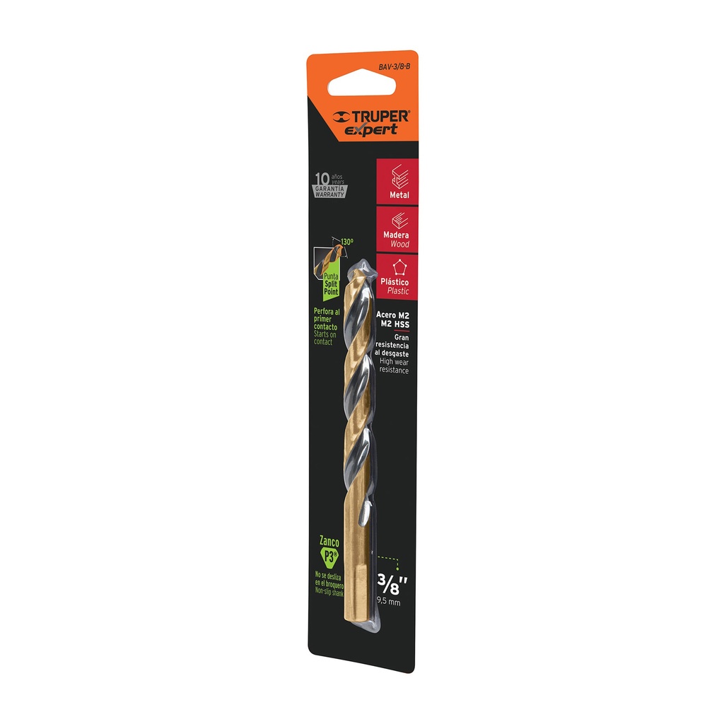 Broca HSS 3/8' Trugold para metal en blíster, Expert