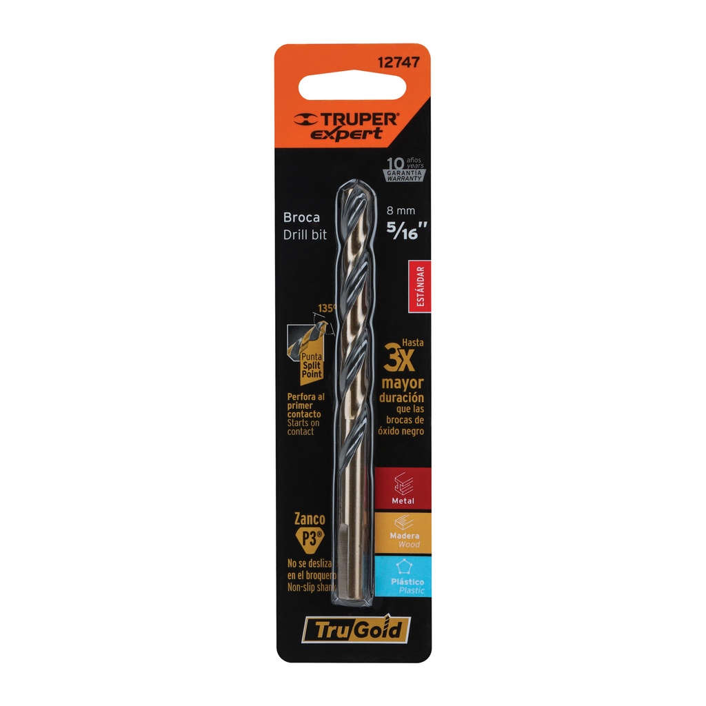Broca HSS 5/16' Trugold para metal en blíster, Expert