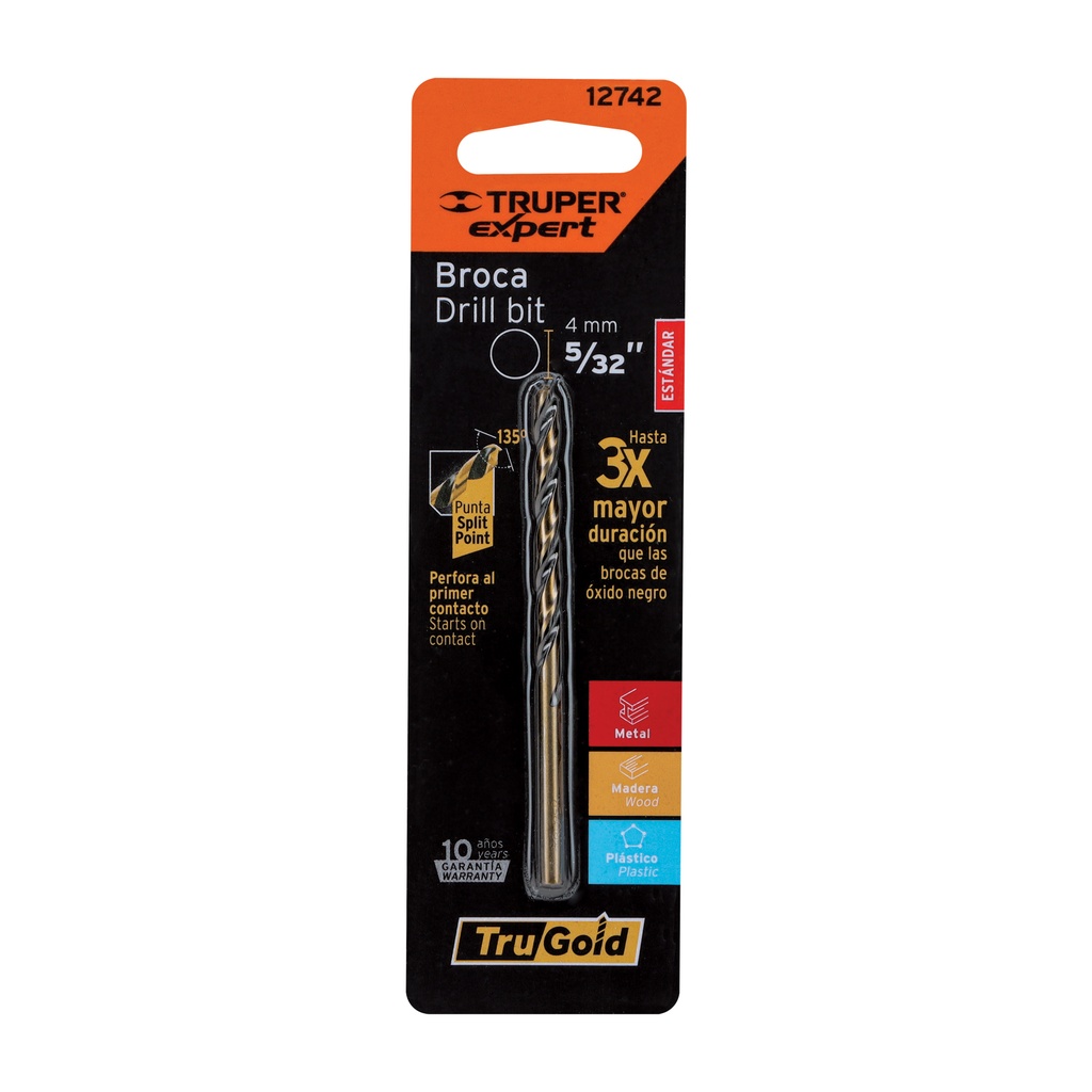 Broca HSS 5/32' Trugold para metal en blíster, Expert