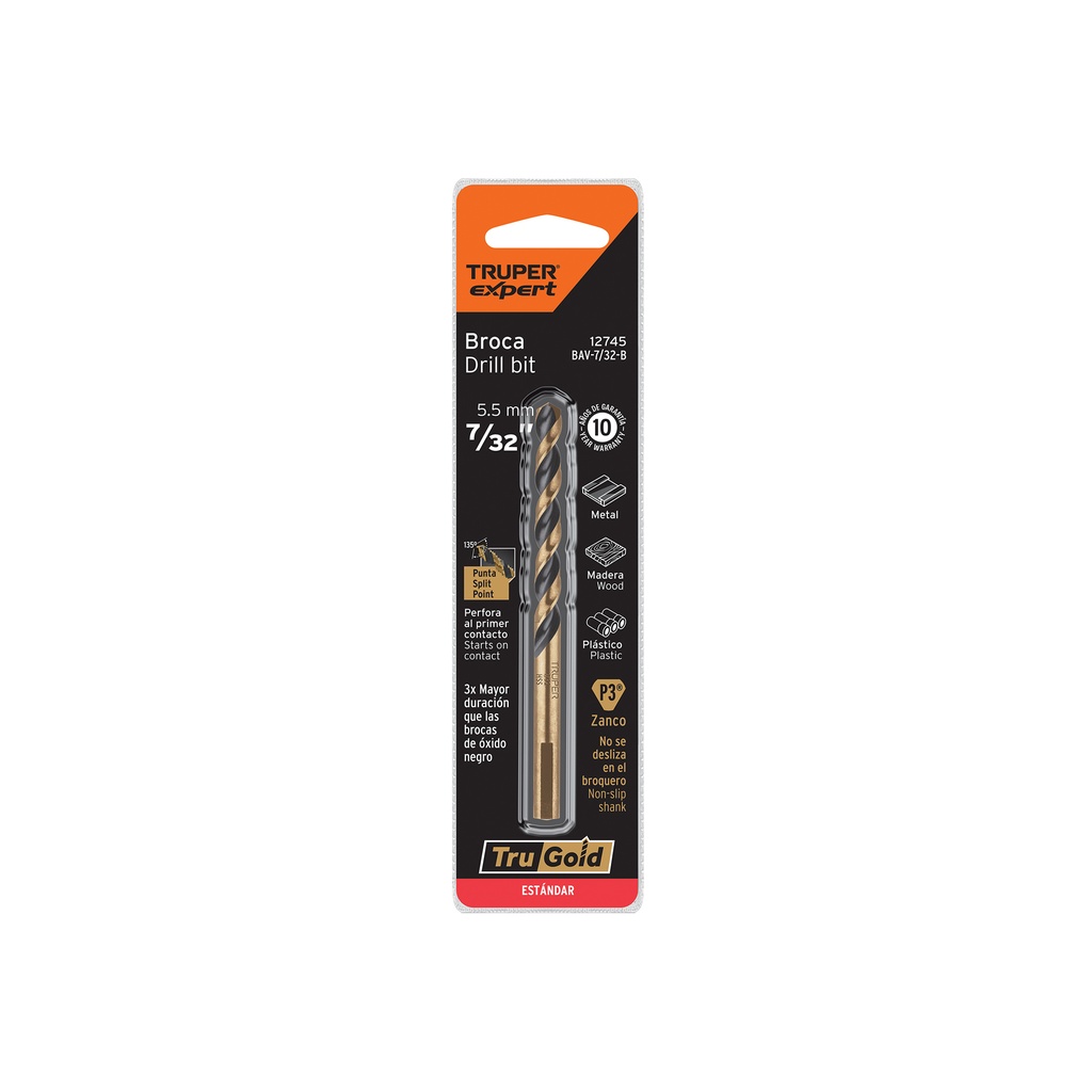 Broca HSS 7/32' Trugold para metal en blíster, Expert - Pag 70