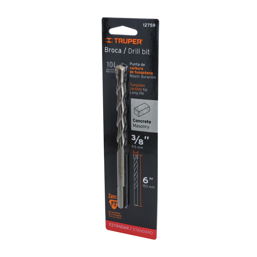 [T12759] Broca para concreto de 3/8 x 6' en blíster, Truper