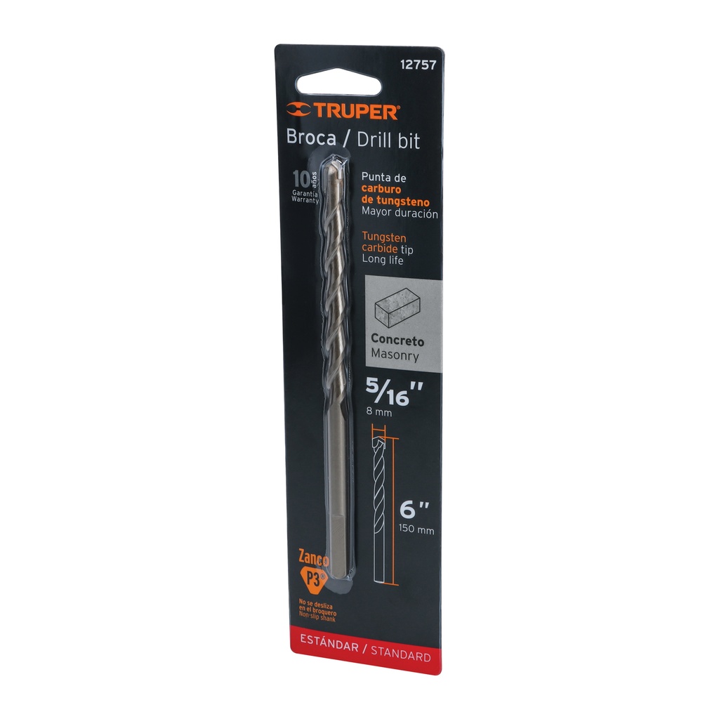 Broca para concreto de 5/16 x 6' en blíster, Truper