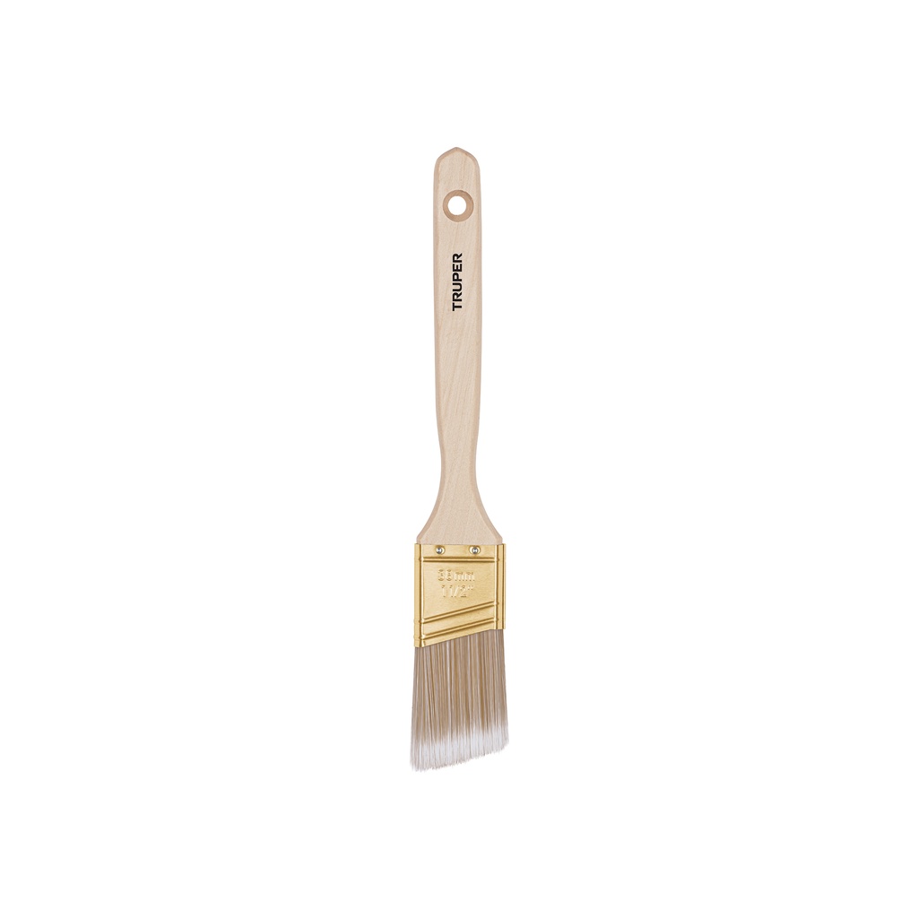 Brocha cerdas sintéticas 1-1/2' corte angular, mango madera