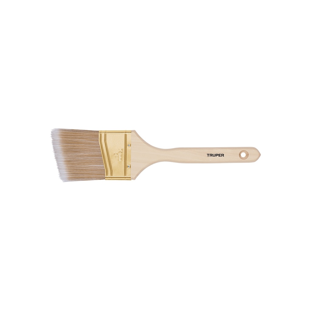 [T13341] Brocha cerdas sintéticas 3' corte angular, mango de madera