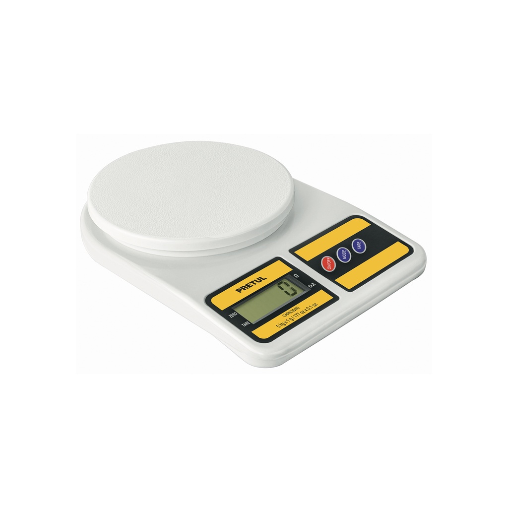 Báscula digital para cocina, plato de poliprop, 5 kg, Pretul