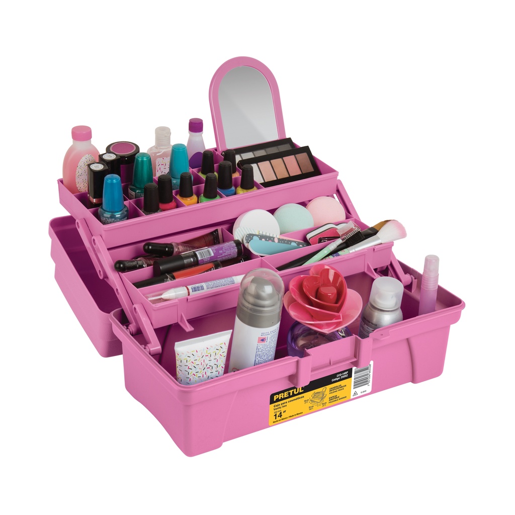 [T25052] Caja cosmetiquera 14', rosa/morado, Pretul