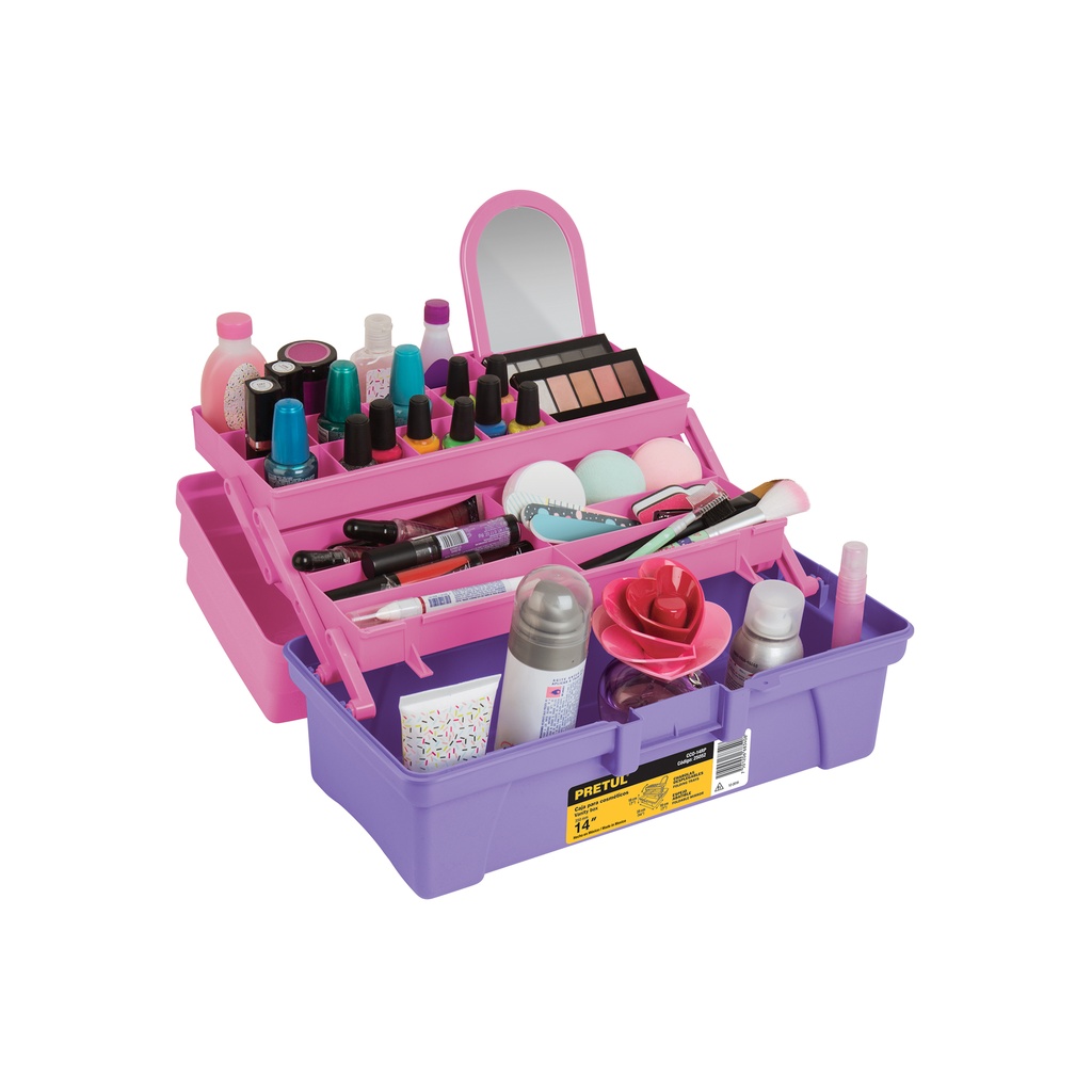 [T25052] Caja cosmetiquera 14', rosa/morado, Pretul