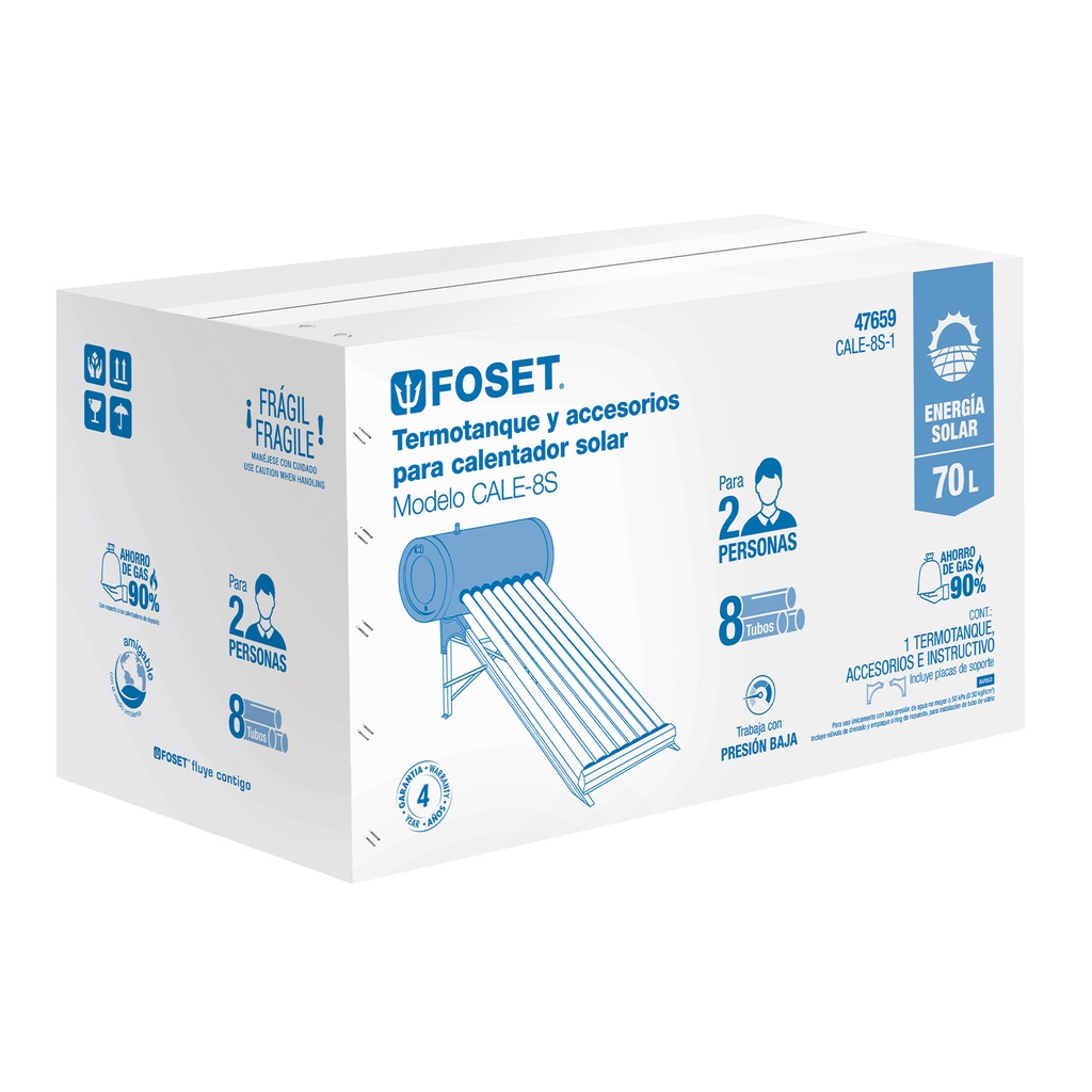 Caja de empaque de repuesto para termotanque CALE-8S, Foset