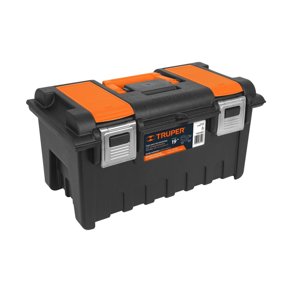 [T11811] Caja p/herramienta 19' c/compartimentos y broches metálicos