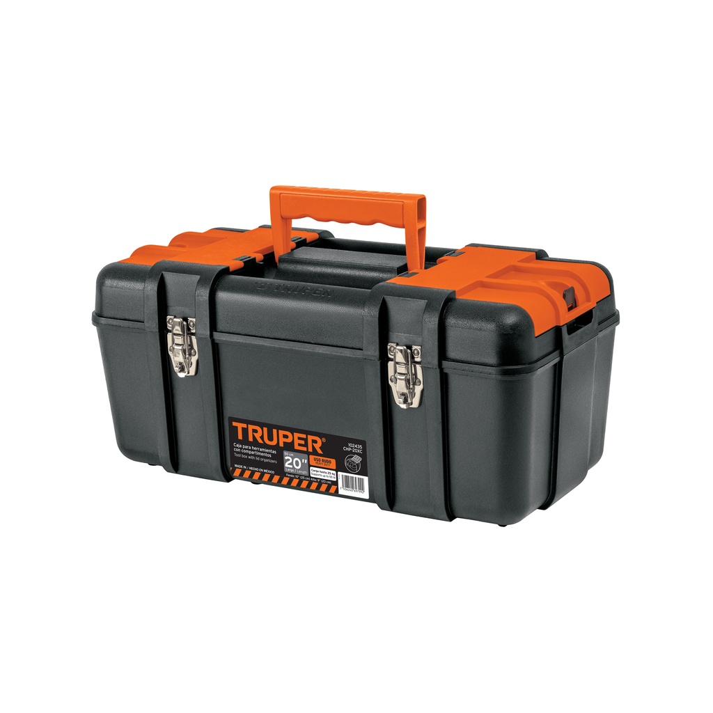 [T102435] Caja p/herramienta 20' con compartimentos, broches metálicos