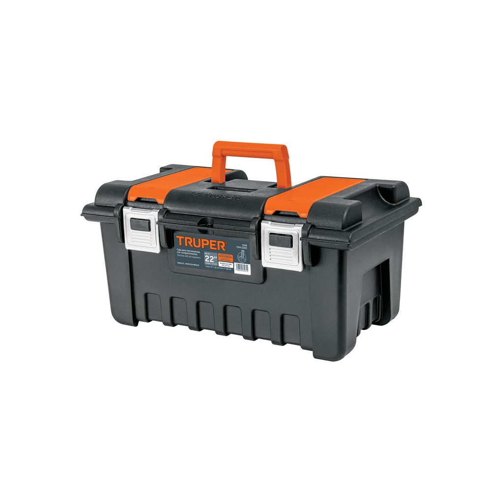 [T11812] Caja p/herramienta 22' c/compartimentos y broches metálicos