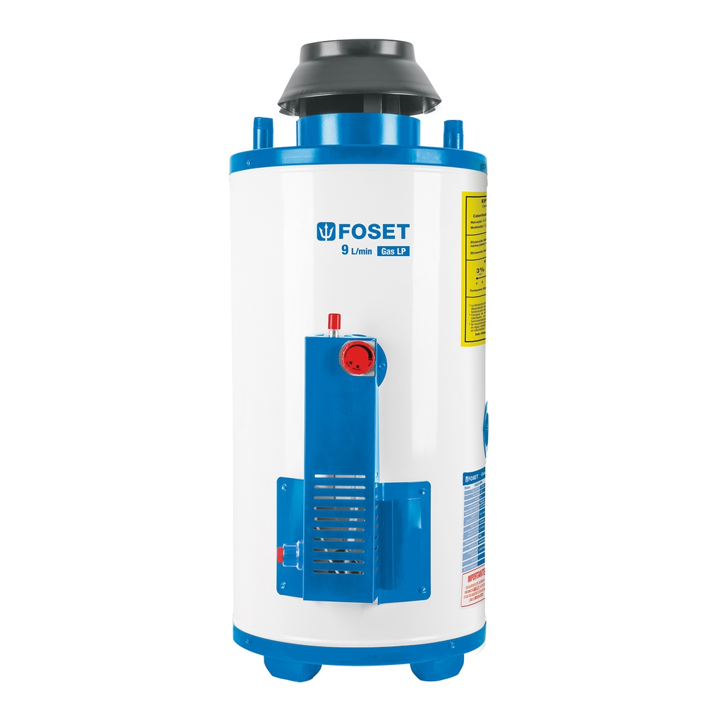 [T47922] Calentador de paso 9L 2 servicios gas L.P. piezo eléct. Fose