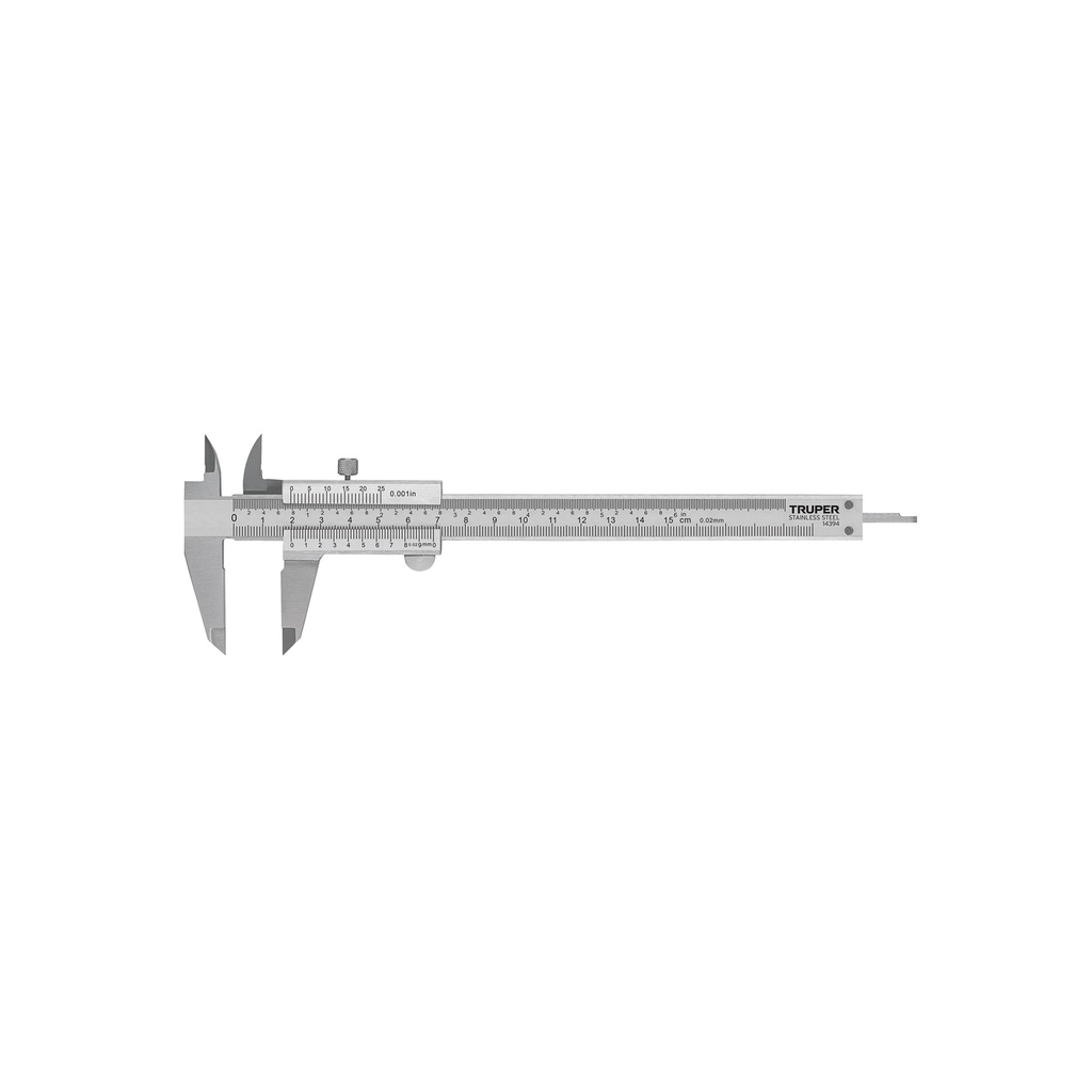 Calibrador vernier analógico 6' acero inox, std y mm, Truper