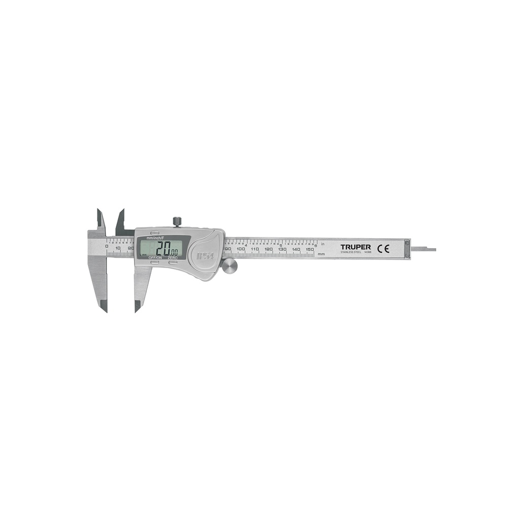 Calibrador vernier digital 6' acero inox, std y mm, Truper