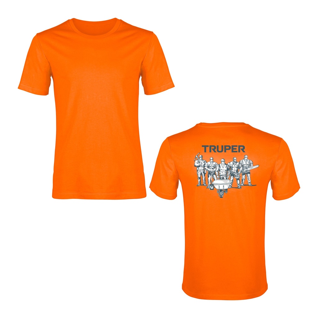 Camiseta naranja estampada 100% algodón, talla 40, Truper