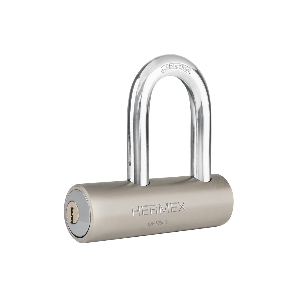 Candado de acero, 109mm, gancho largo, llave de puntos - Pag 585