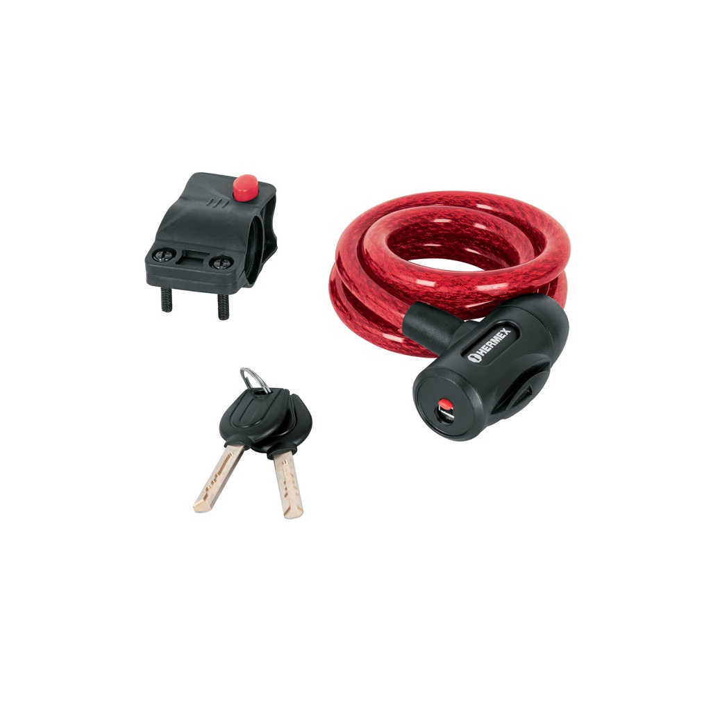 [T43923] Candado de cable con llave, 12 mm X 1.0 m, Hermex