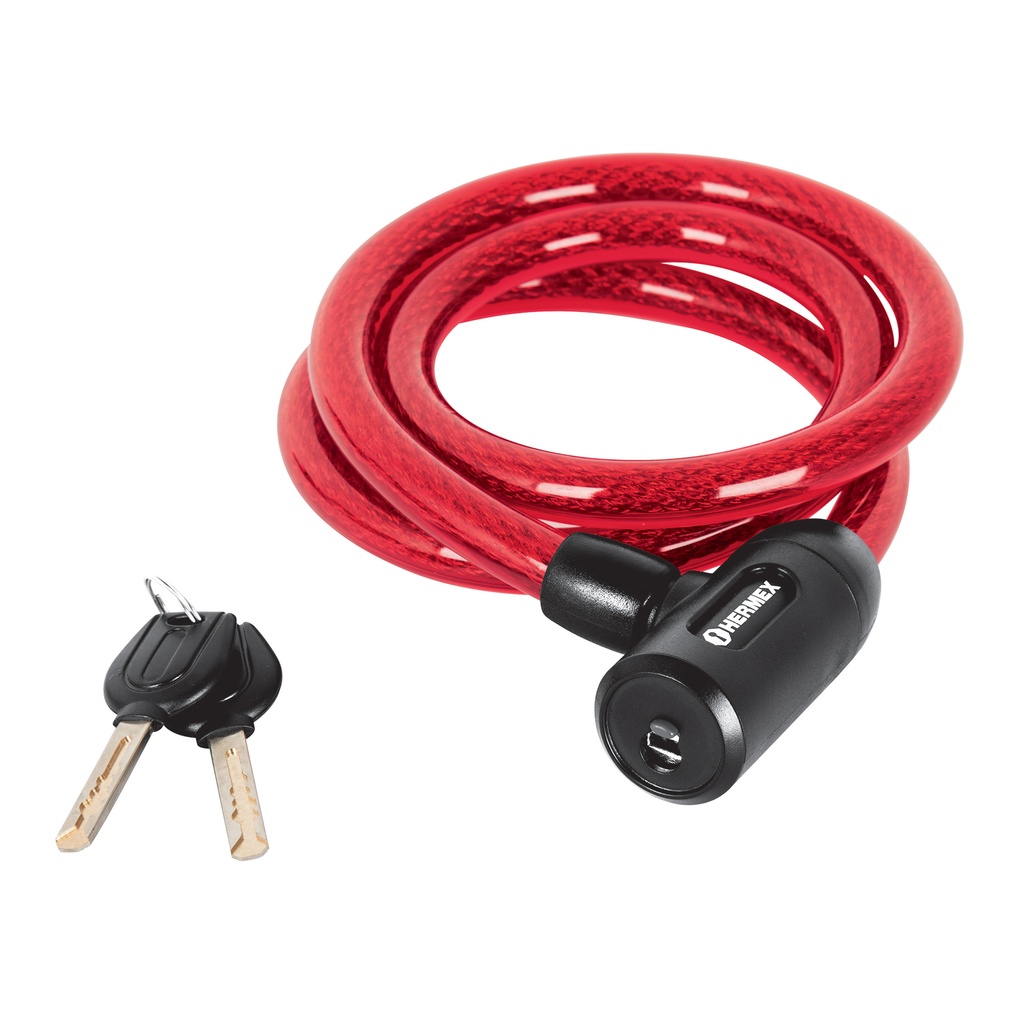 [T43920] Candado de cable con llave, 15mm X 1.20 m, Hermex