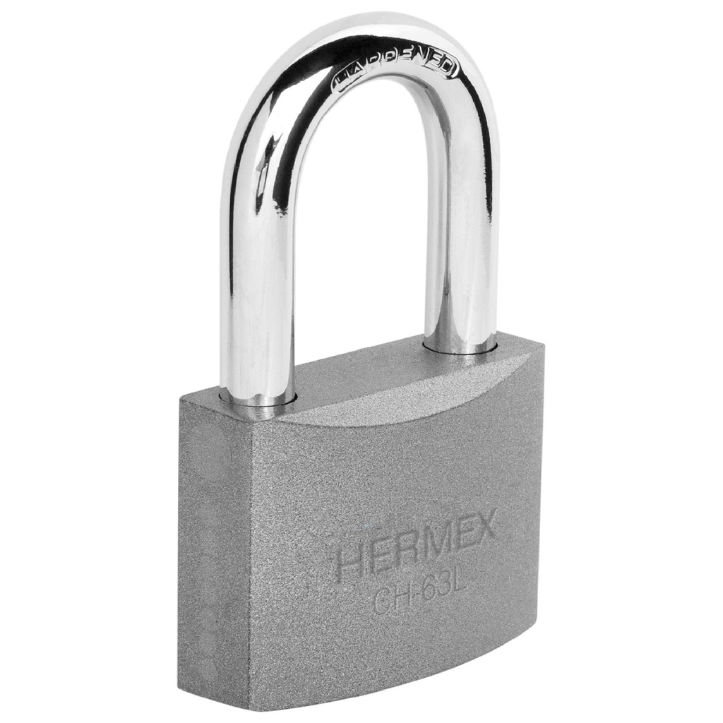 [T43804] Candado de hierro 63 mm gancho largo en blíster, Hermex