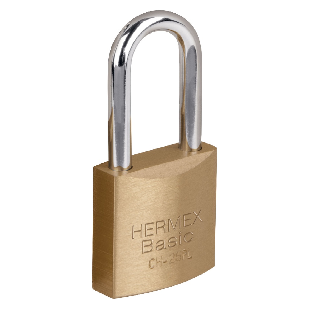 [T27069] Candado de hierro color latón 25 mm, largo, caja, Basic