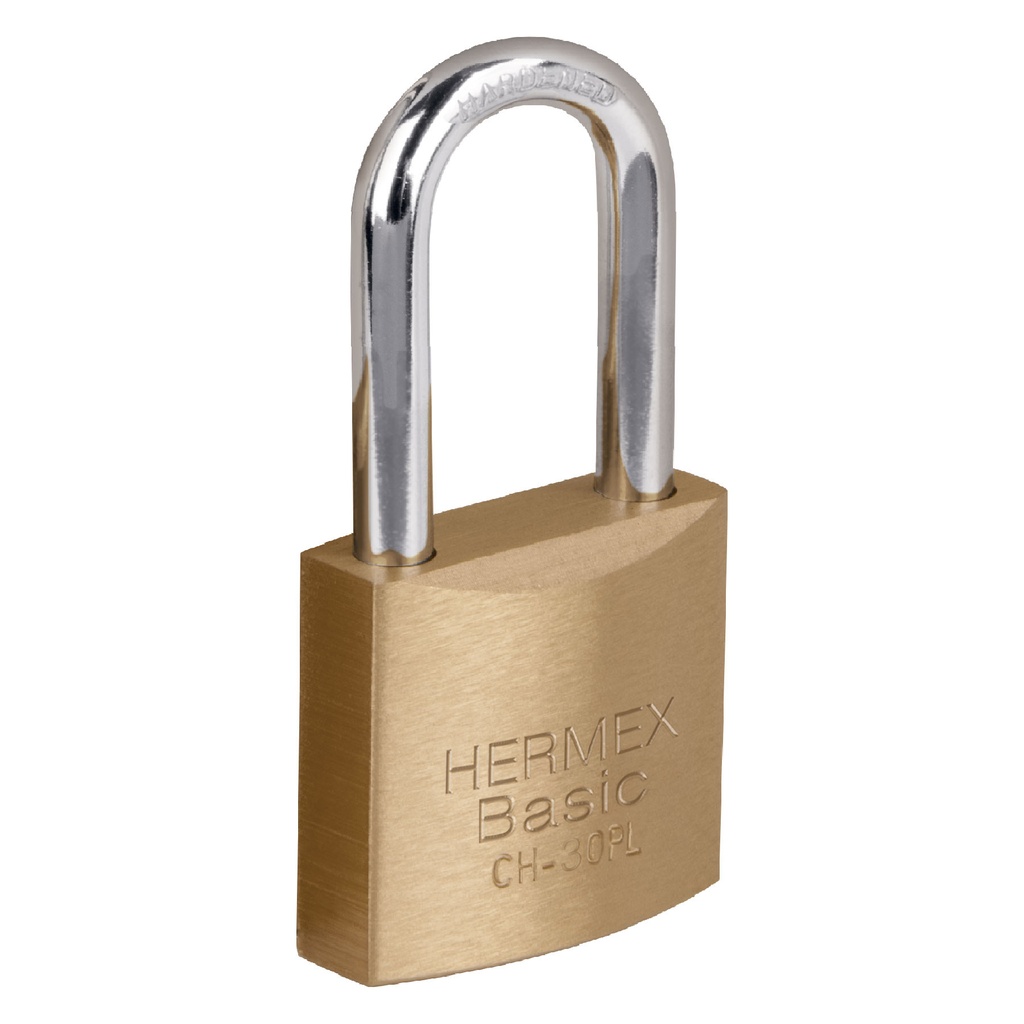 [T27075] Candado de hierro color latón 30 mm, largo, blíster, Basic