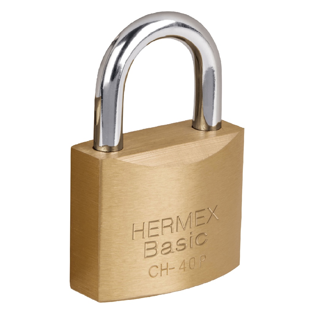 [T23520] Candado de hierro color latón 40 mm, corto, blíster, Basic
