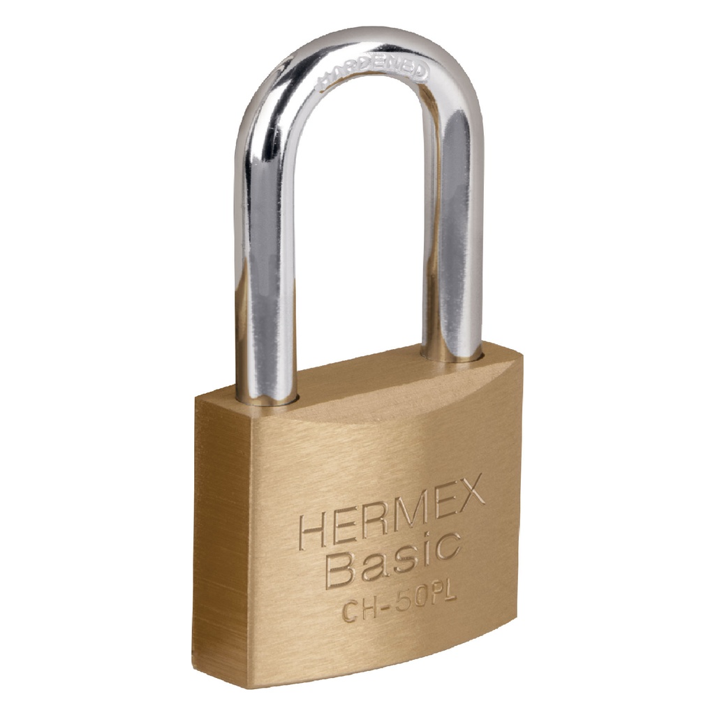 [T27072] Candado de hierro color latón 50 mm, largo, caja, Basic