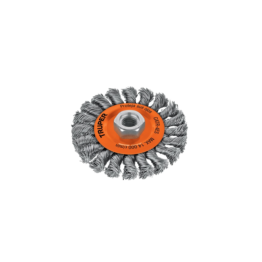 Carda circular 4' alambre trenzado, eje 5/8'-11, Truper - Pag 73