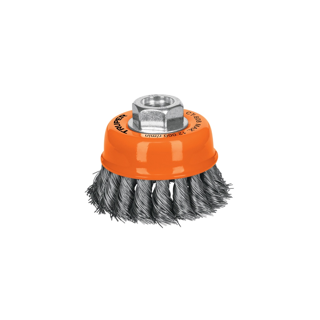 [T14186] Carda copa 3' alambre trenzado fino, eje 5/8'-11, Truper