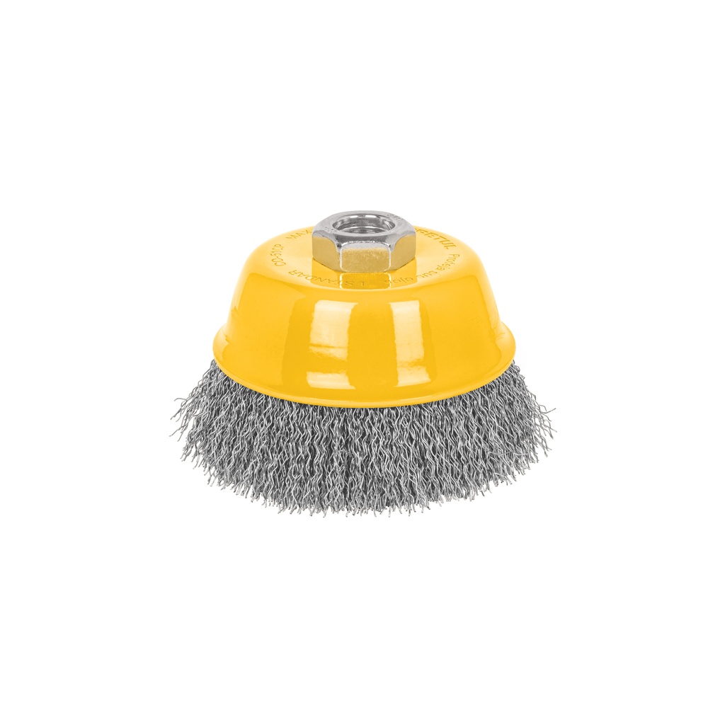 Carda copa 4' alambre ondulado fino, eje 5/8'-11, Pretul