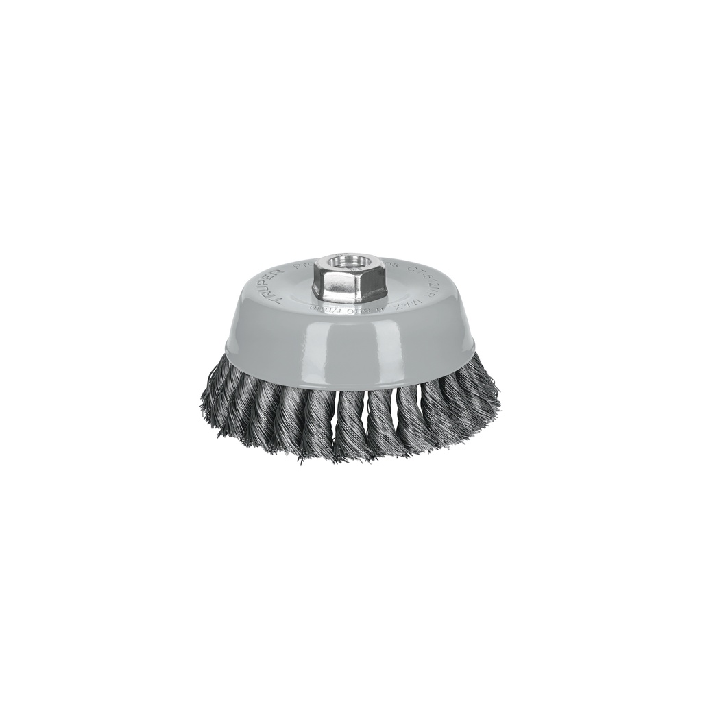 [T100853] Carda copa 5' alambre trenzado fino, Multi-rosca, Truper