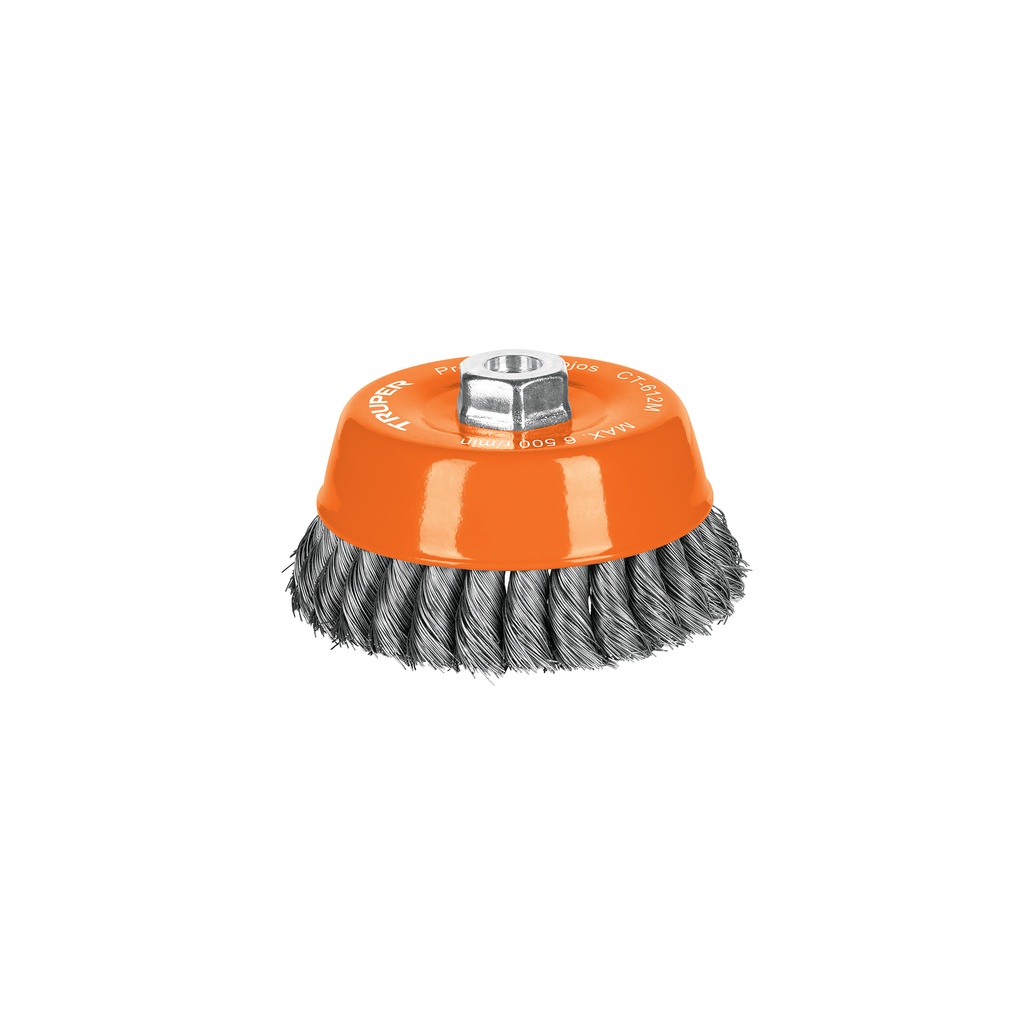 [T11544] Carda copa 5' alambre trenzado fino, eje M14, Truper