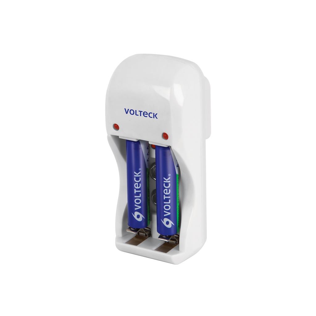 [T46043] Cargador de pilas, AA, AAA y 9V incluye 2 pilas AAA, Volteck