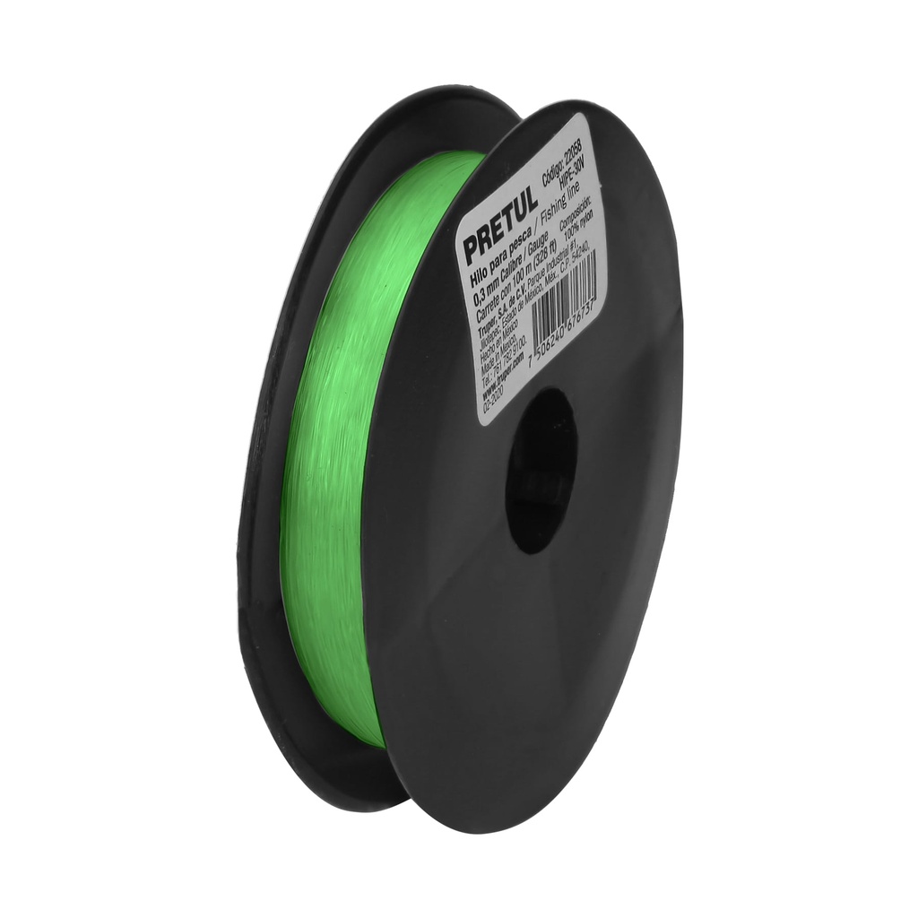[T22058] Carrete con 100 m de hilo para pesca verde calibre 0.30 mm