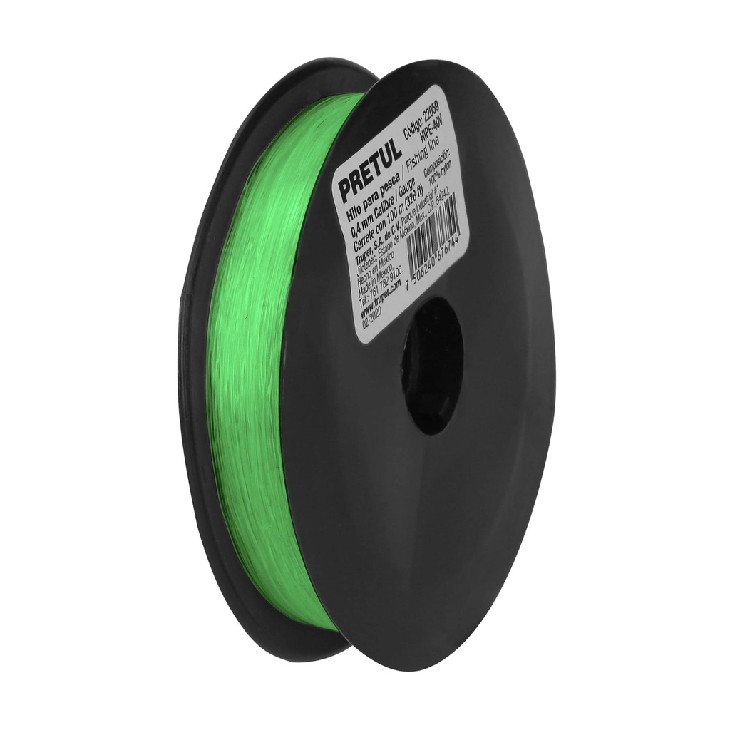 Carrete con 100 m de hilo para pesca verde calibre 0.40 mm - Pag 222