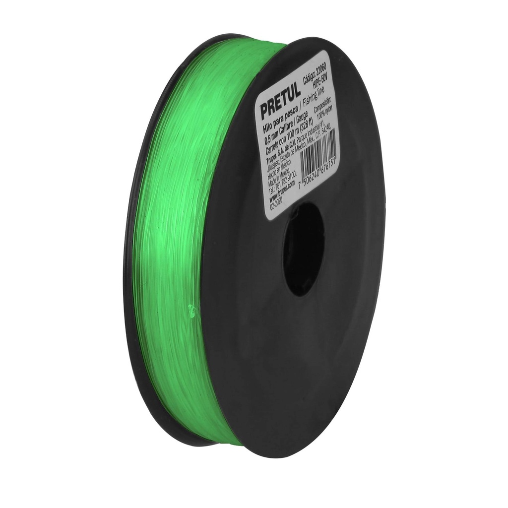 Carrete con 100 m de hilo para pesca verde calibre 0.50 mm - Pag 222