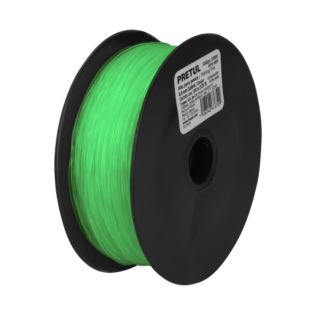 [T22064] Carrete con 100 m de hilo para pesca verde calibre 0.90 mm