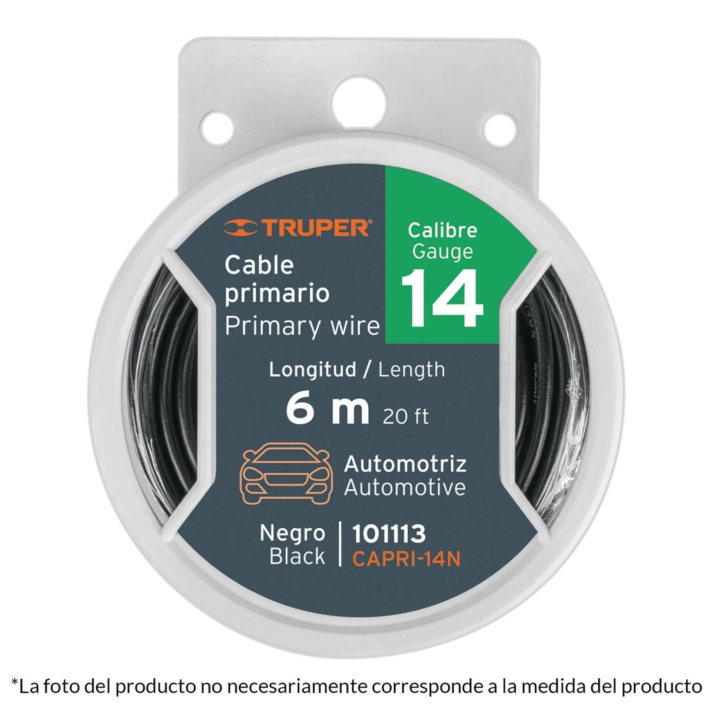 Carrete con 12 m de cable primario negro calibre 18, Truper - Pag 26, 515