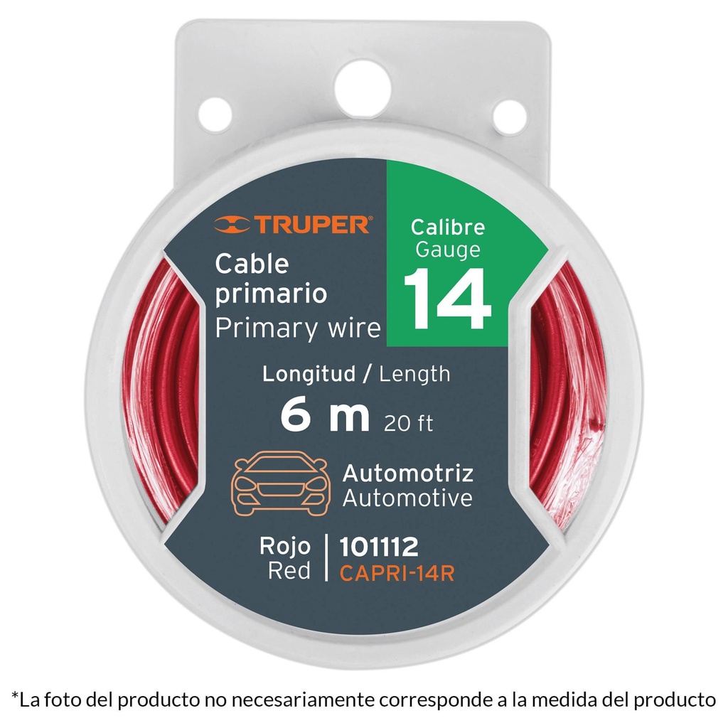 Carrete con 2.5 m de cable primario rojo calibre 10, Truper - Pag 26, 515