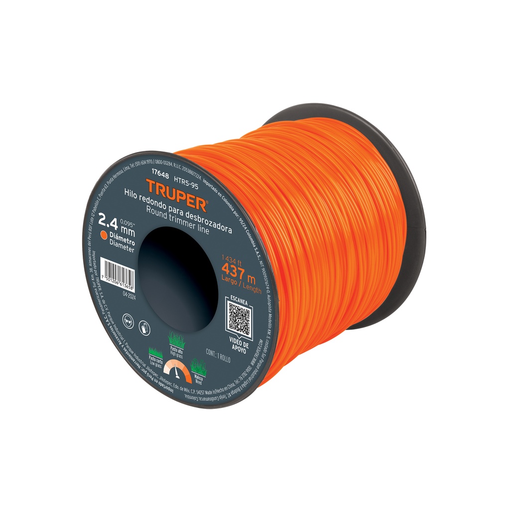 [T17648] Carrete de hilo para desbrozadora, 2.4 mm x 437 m, Truper