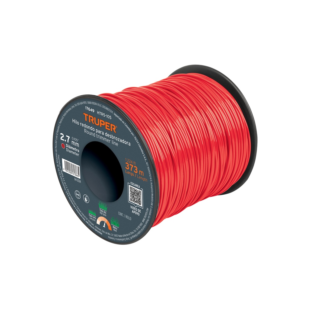 Carrete de hilo para desbrozadora, 2.7 mm x 373 m, Truper