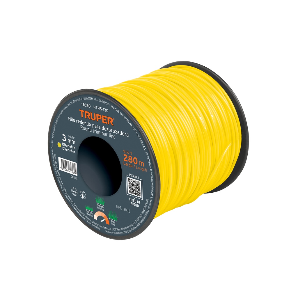 Carrete de hilo para desbrozadora, 3.3 mm x 237 m, Truper - Pag 279