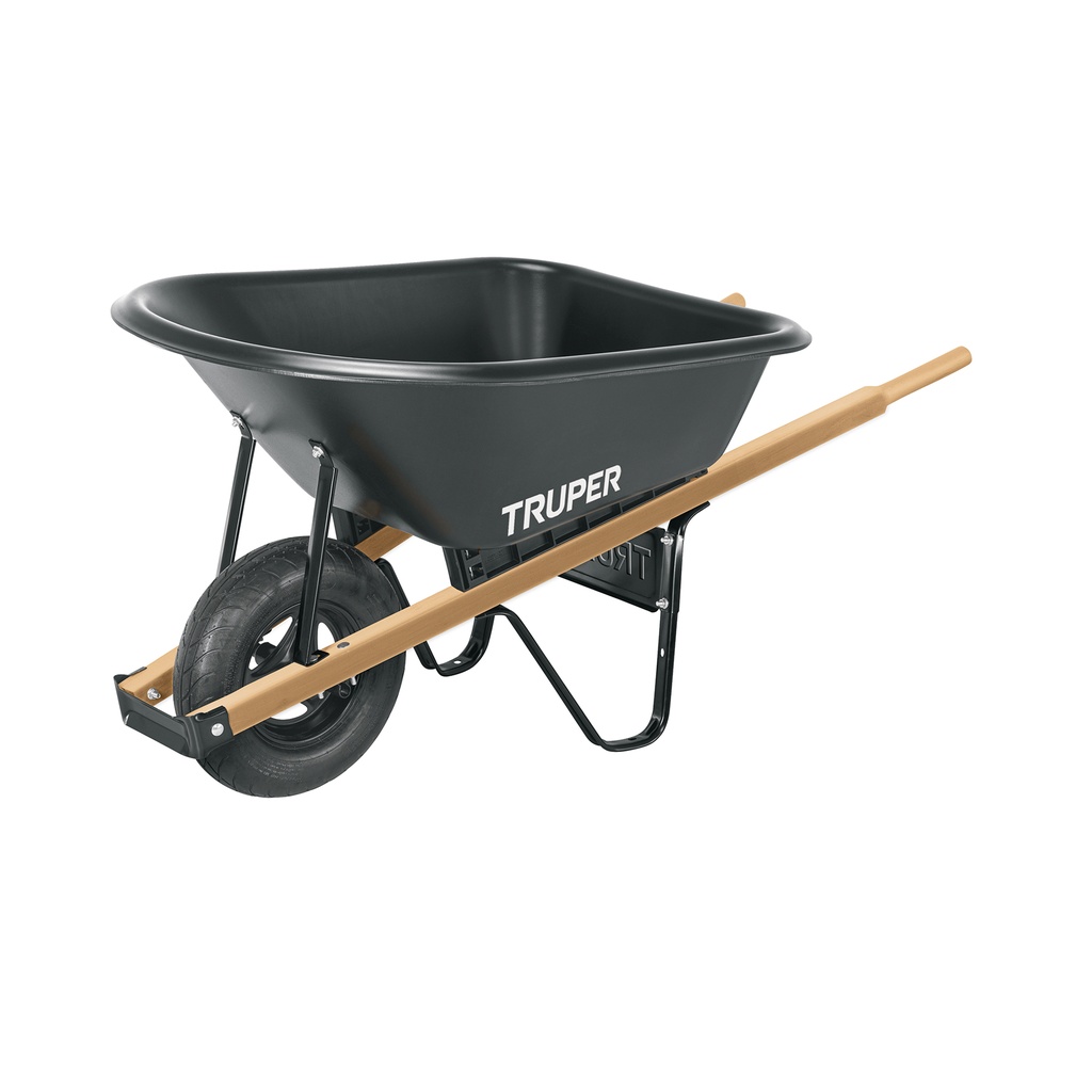 [T19805] Carretilla concha plástica 6 ft3 Neumática b/madera, Truper
