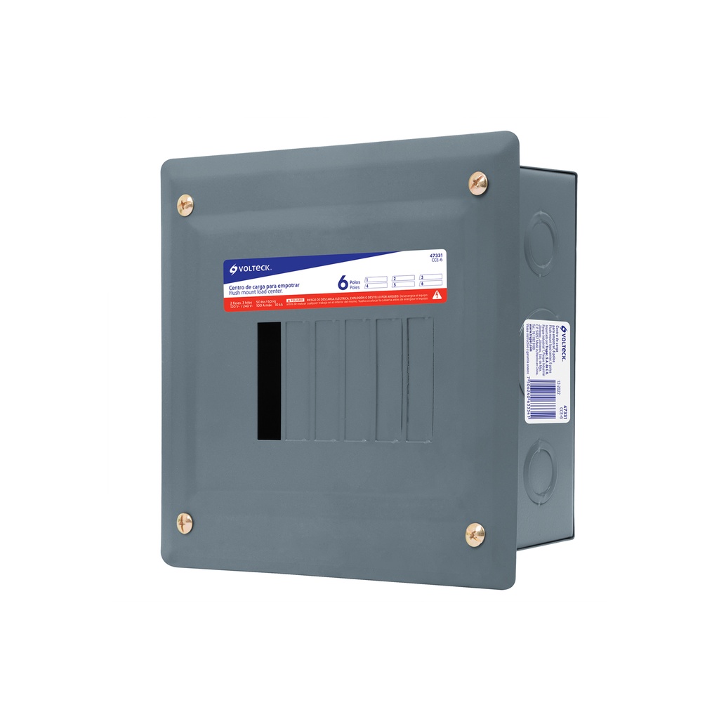 Centro de carga empotrable, 6 polos, Volteck