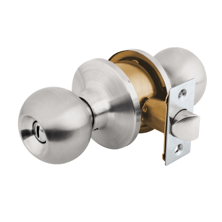 Cerradura de pomo tipo esfera, cromo mate (recamara) caja