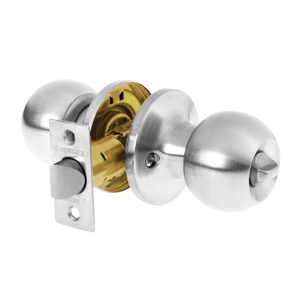 [T28075] Cerradura esfera tubular, baño, cromo, blíster, Hermex Basic