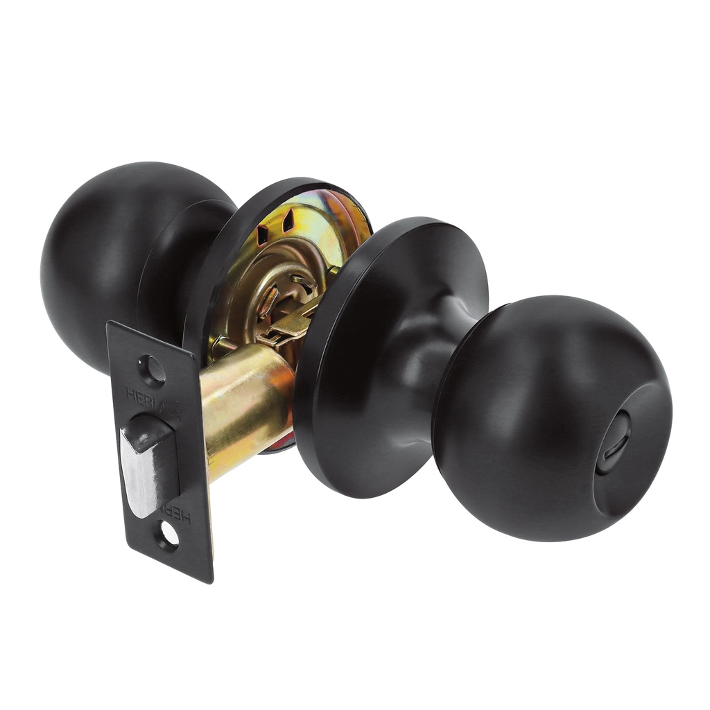 Cerradura esfera tubular, baño, negro, Hermex Basic - Pag 589